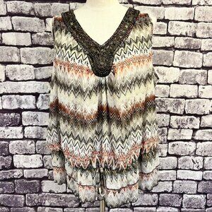 Roz & Ali V-Neck Sleeveless Blouse Size 3X 100% Polyester